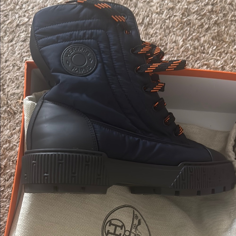 Men's Black and Orange High-Top Sneakers